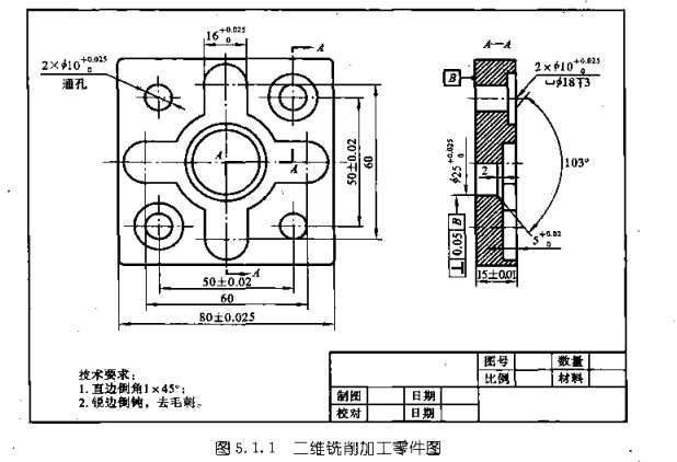 精工銑床二維銑削加工零件圖 精工銑床二維銑削加工零件圖